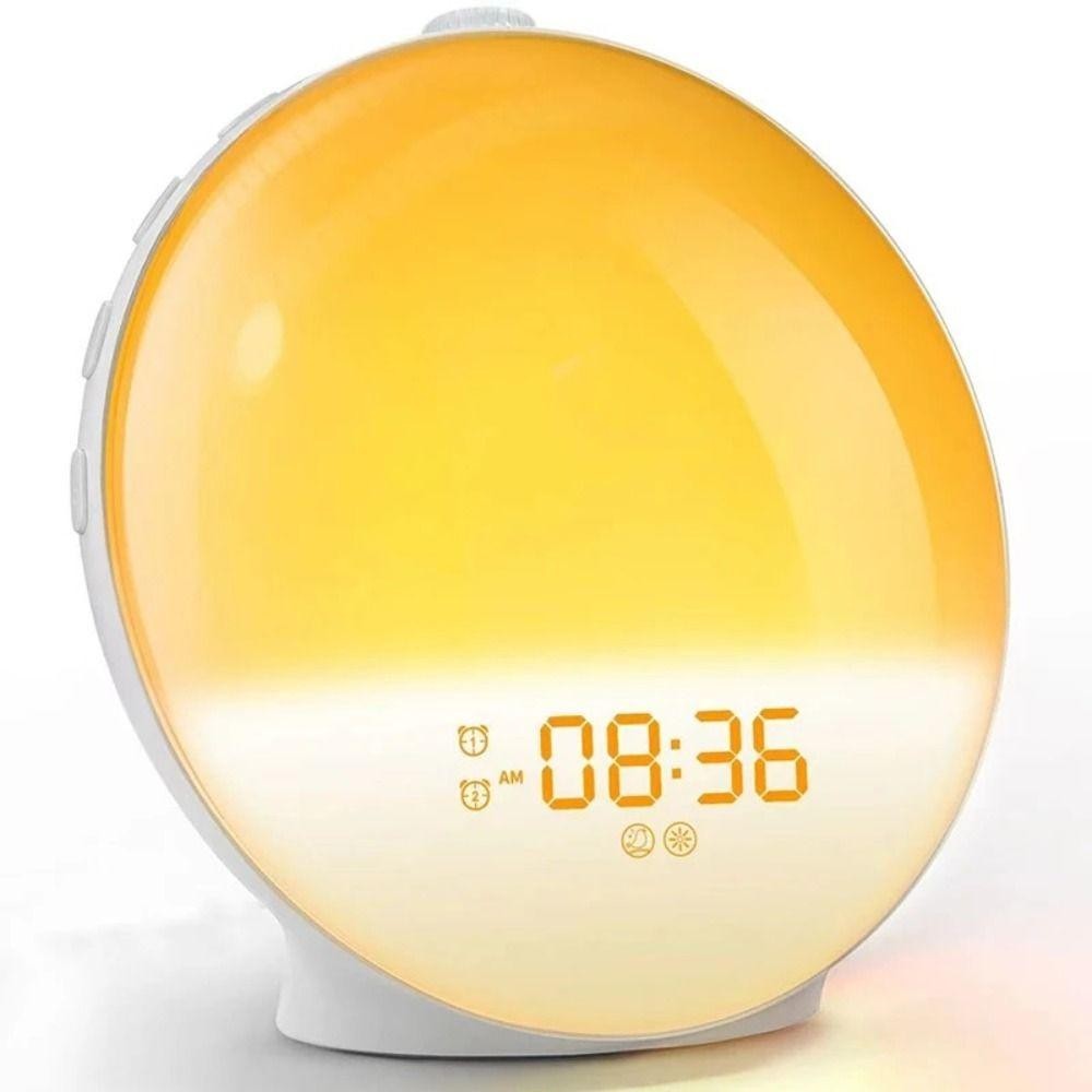 Morning Glow Alarm Clock with Sunrise/Sunset Simulation, Wake Up Light, FM Radio, Night Light, and Digital Display