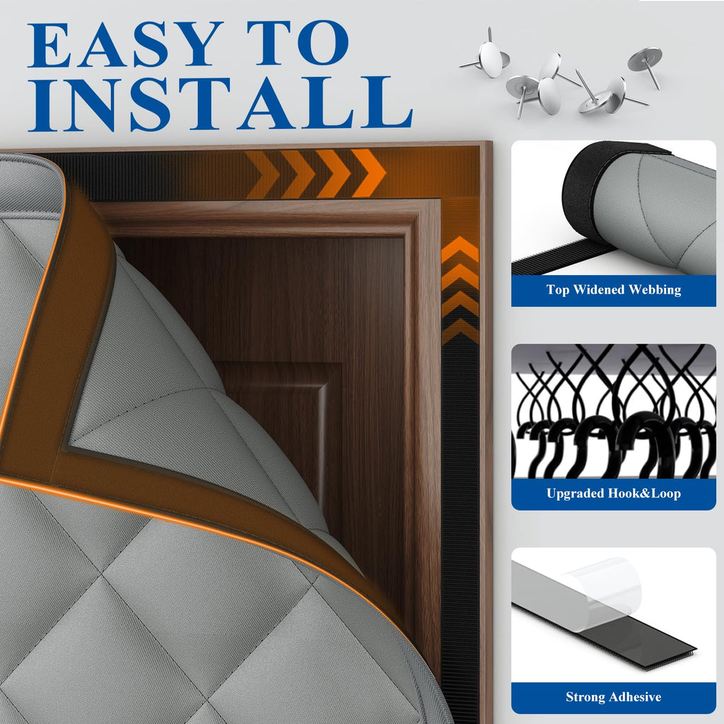 Waterproof Coldproof Door Curtain with Thick Cotton Layer and Self-Closing Magnetic Design for Winter Home Use