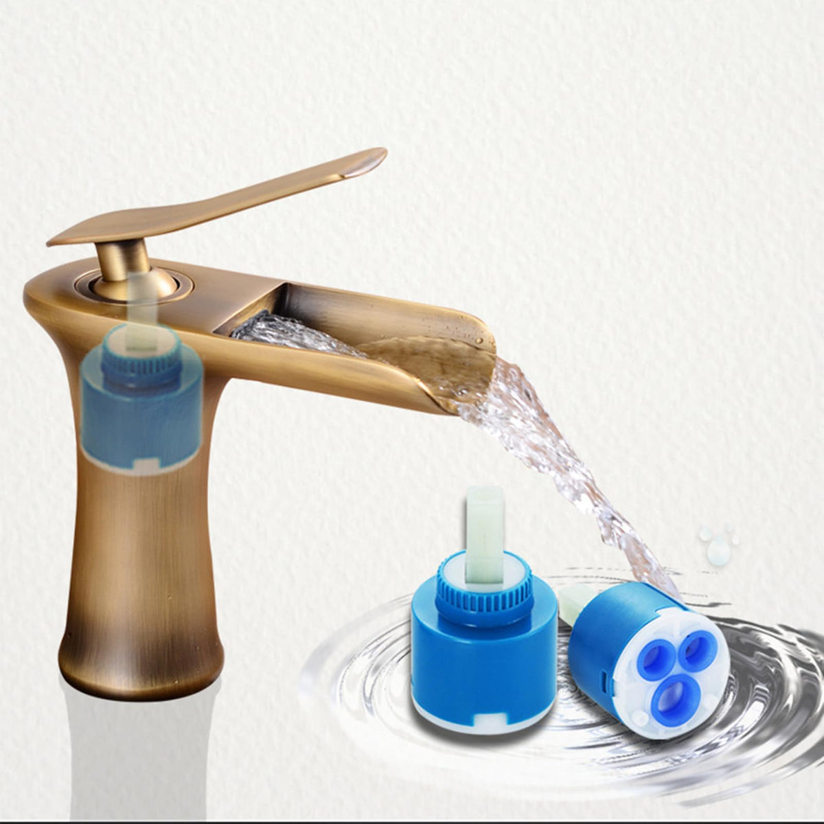 Waterfall Basin Faucet with Single Handle Mixer Design for Bathroom Sink and Vanity Use