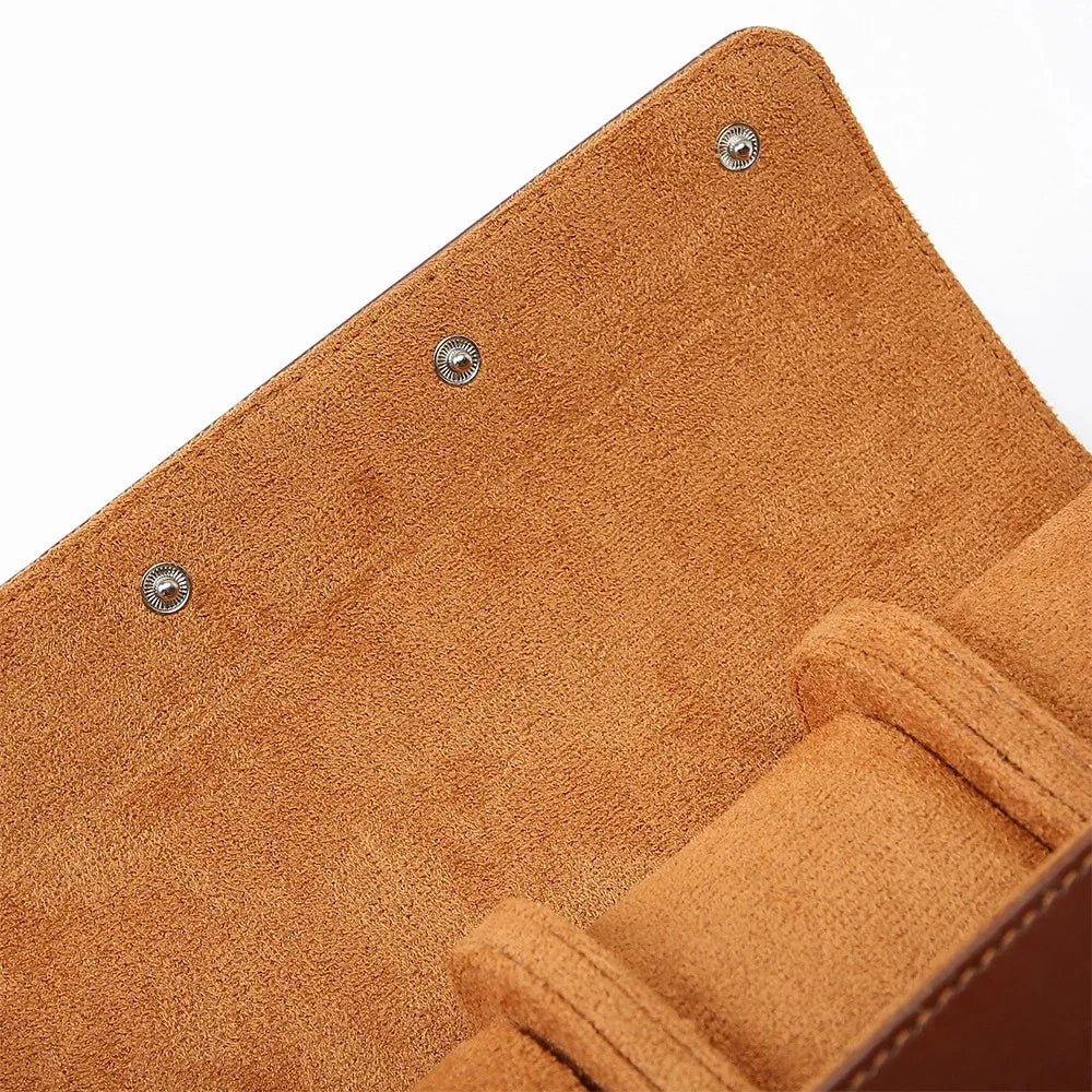 Luxury Genuine Leather Watch Roll with 3 Slots for Travel, Home Storage, and Organizer Pouch for Timepieces
