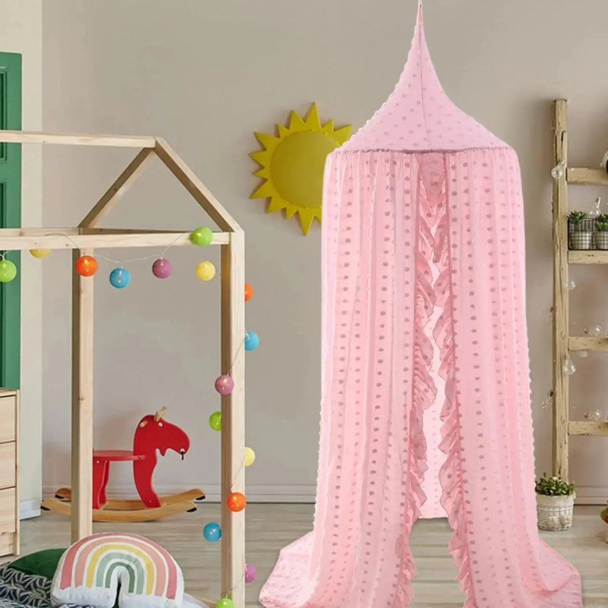 Kids Bed Canopy Cotton Mosquito Net for Nursery Reading Nook