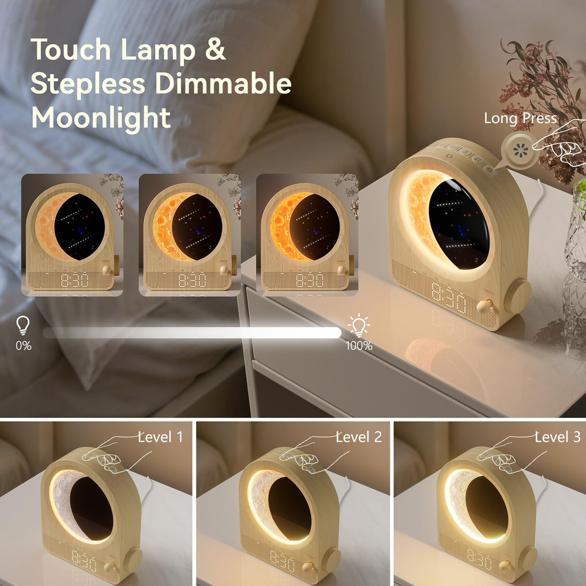 Sunrise Alarm Clock with White Noise Sounds and Dual Alarm Settings for Bedroom Use