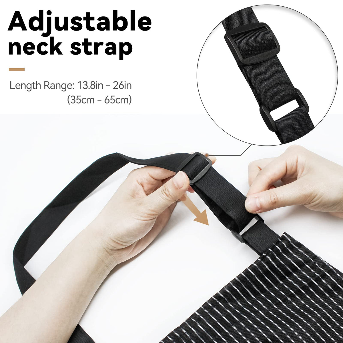 2 Pcs Striped Kitchen Cooking Apron Adjustable Neck Bib Apron with Two Pockets for Chef Baking Restaurant Work