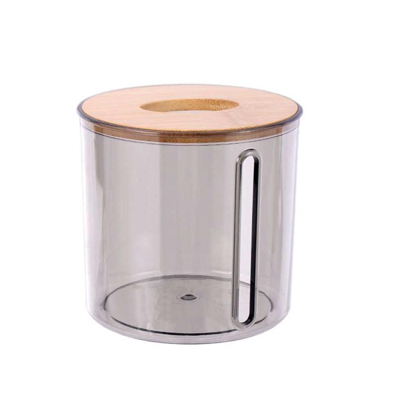 Transparent Tissue Box Holder with Bamboo Lid for Living Room, Bedroom, Office, and Bathroom Storage