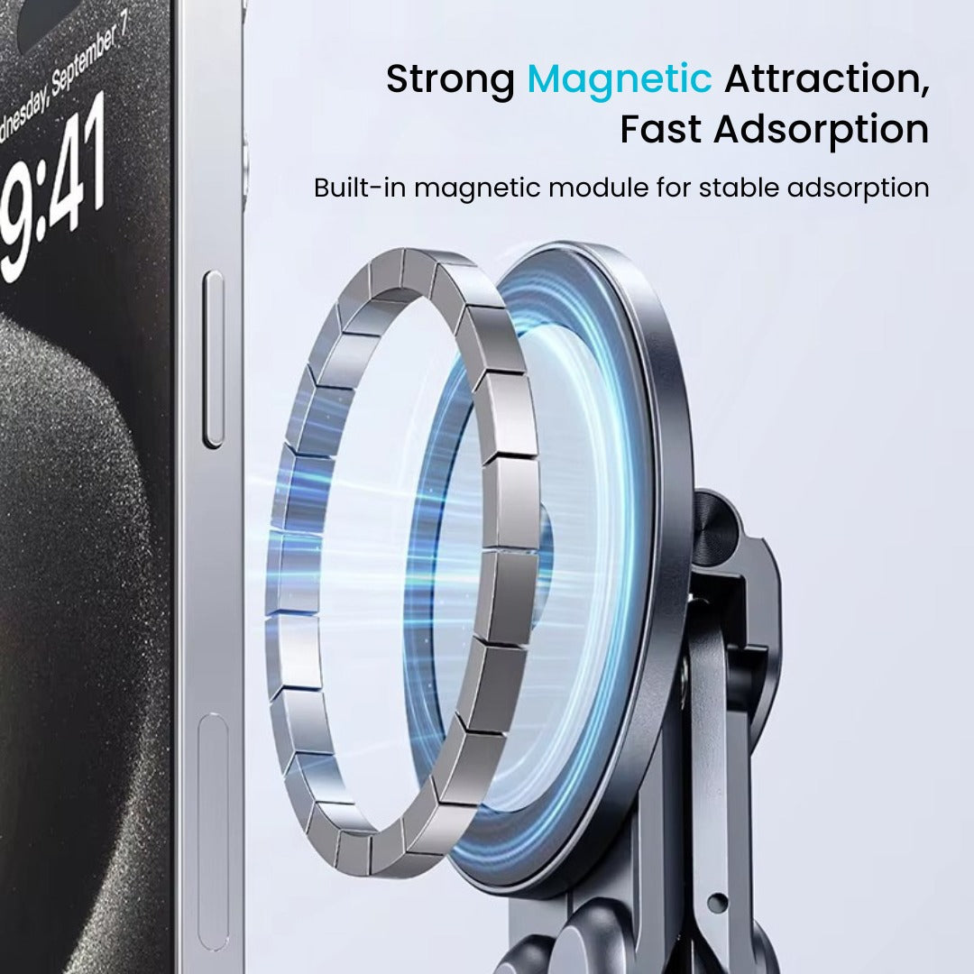 Magnetic Phone Holder with Foldable Tripod and Portable Stand for Multi Device Use