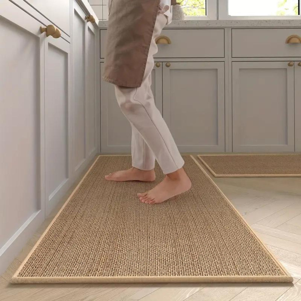 Washable Non-Slip Rubber-Backed Kitchen Rug, Absorbent Floor Mat for Sink Area, Soft Cotton Runner for Indoor Kitchen Use