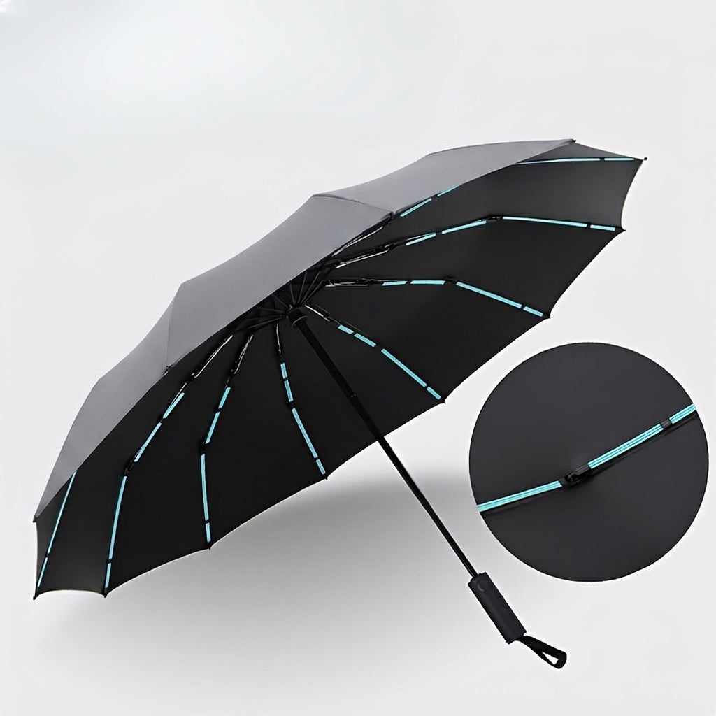 Reflective Travel Umbrella with Automatic Folding Wind Resistant Design for Daily Commutes and Outdoor Use