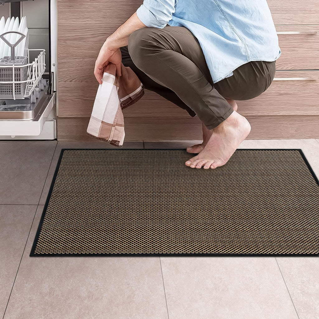 Washable Non-Slip Rubber-Backed Kitchen Rug, Absorbent Floor Mat for Sink Area, Soft Cotton Runner for Indoor Kitchen Use