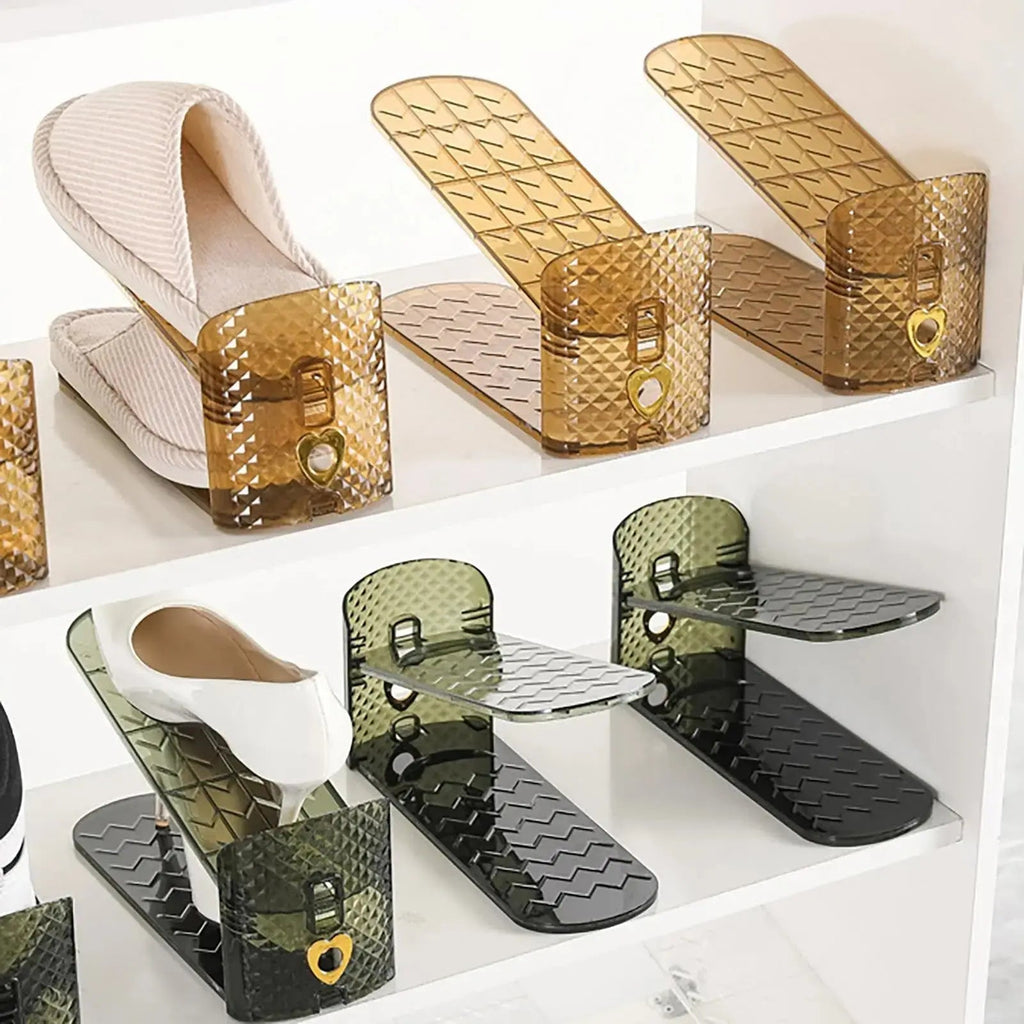 Shoe Slots Organizer with 3 Level Adjustable Height Double Layer Holders for Closet Storage