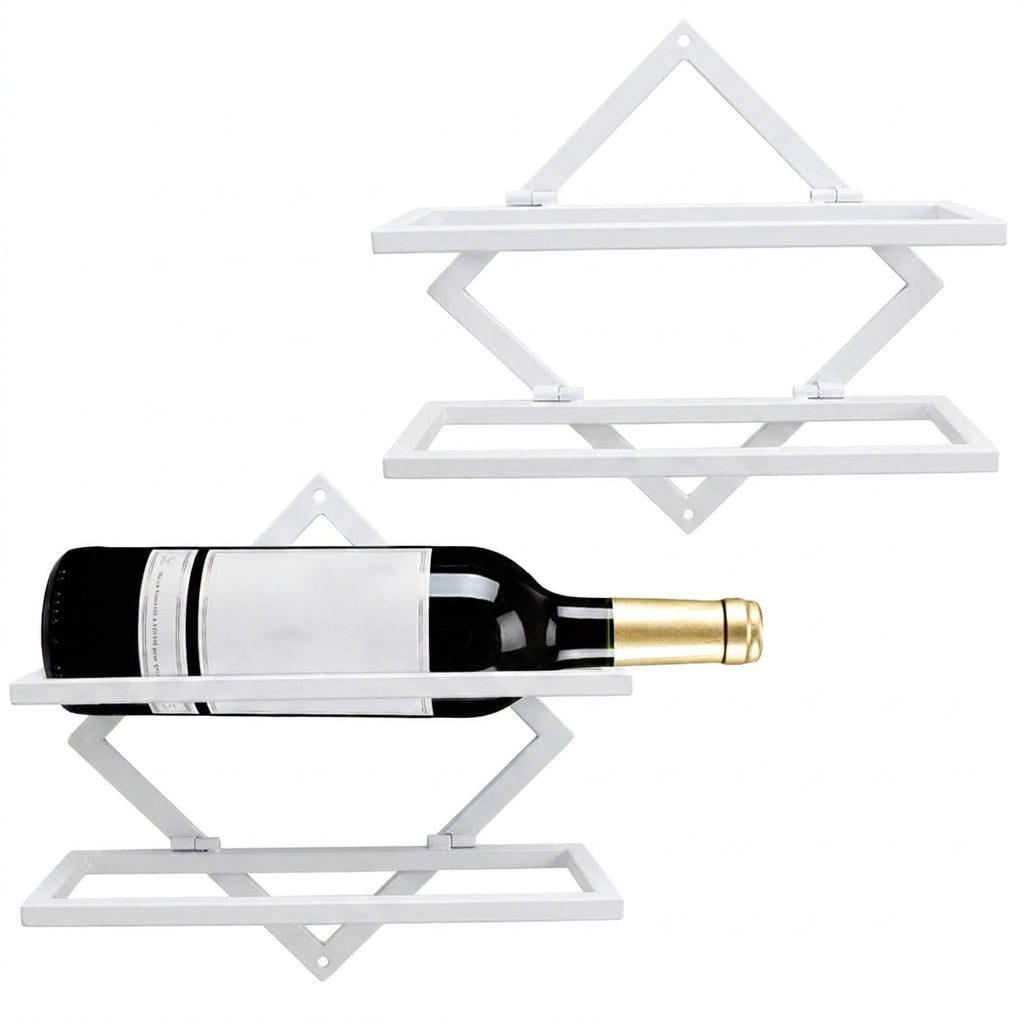 Upside Down Wine Rack with Foldable Iron Wall Mount Design for Bottles Goblets and Bar Storage