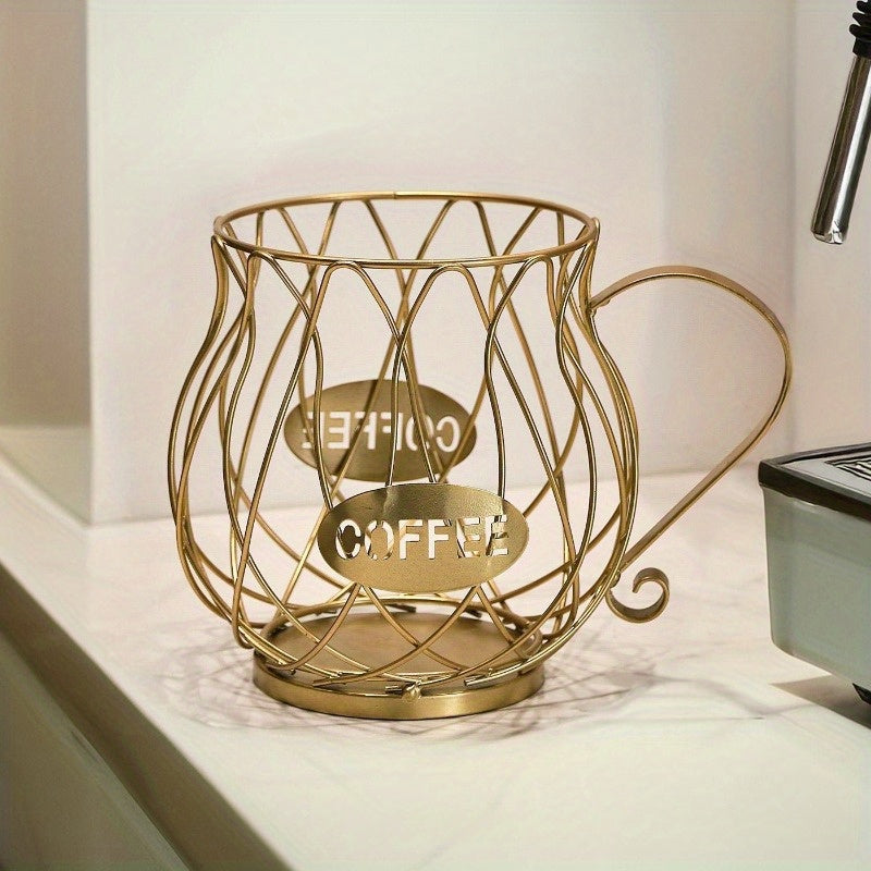 Large Capacity Irregular-Shaped Metal Coffee Pod Holder for Storing K-Cups and Capsules, Ideal for Kitchen Organization and Home Decoration