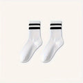 Womens Crew Socks with Cushioned Cotton and Vintage Striped Design for Sports and Everyday Wear