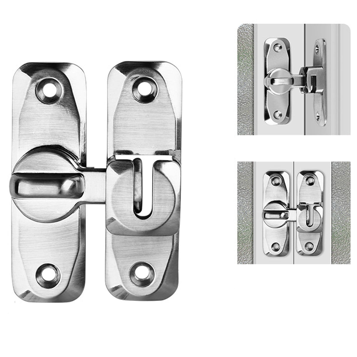 90/180 Degree Flip Barn Door Lock Zinc Alloy Sliding Latch with Spacer for Doors Gates Cabinets and Windows