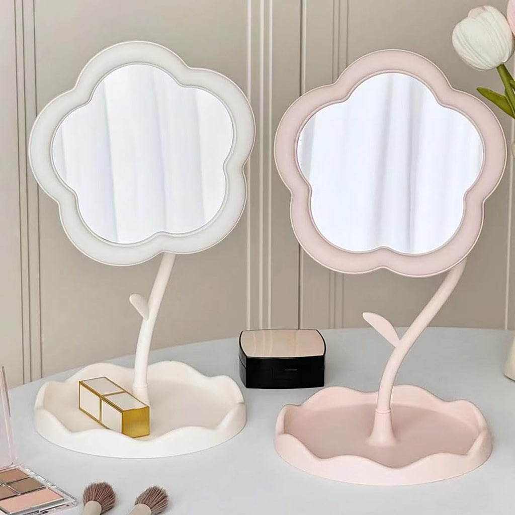 Flower Makeup Mirror with 360° Adjustable Tabletop Design for Vanity and Bedroom Use