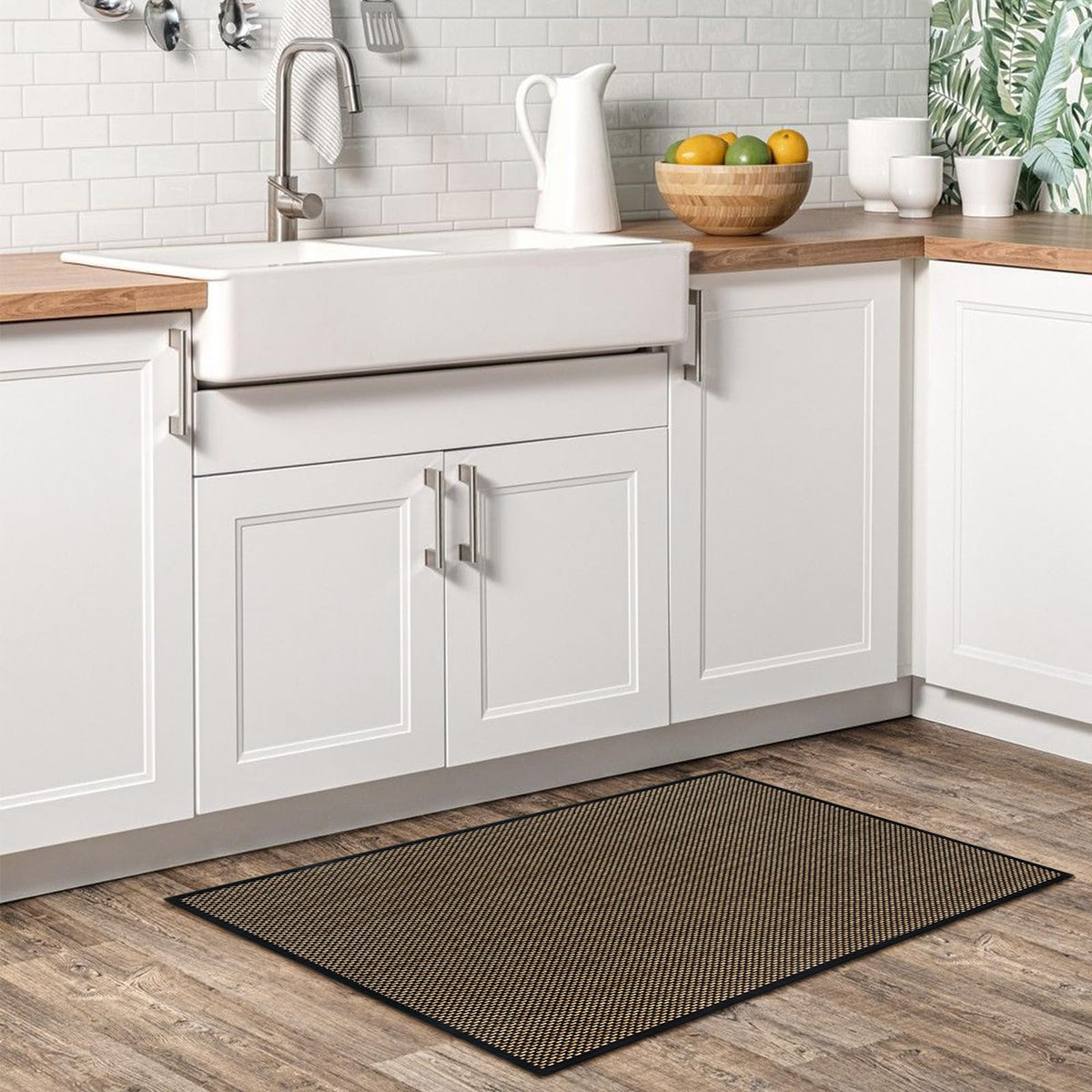Washable Non-Slip Rubber-Backed Kitchen Rug, Absorbent Floor Mat for Sink Area, Soft Cotton Runner for Indoor Kitchen Use