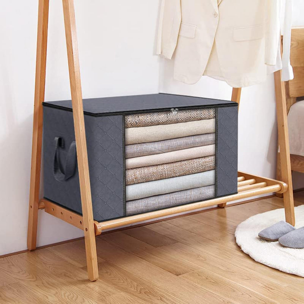 2Pcs Zippered Storage Bags with Clear Window and Carry Handles for Closet and Bedding Organization