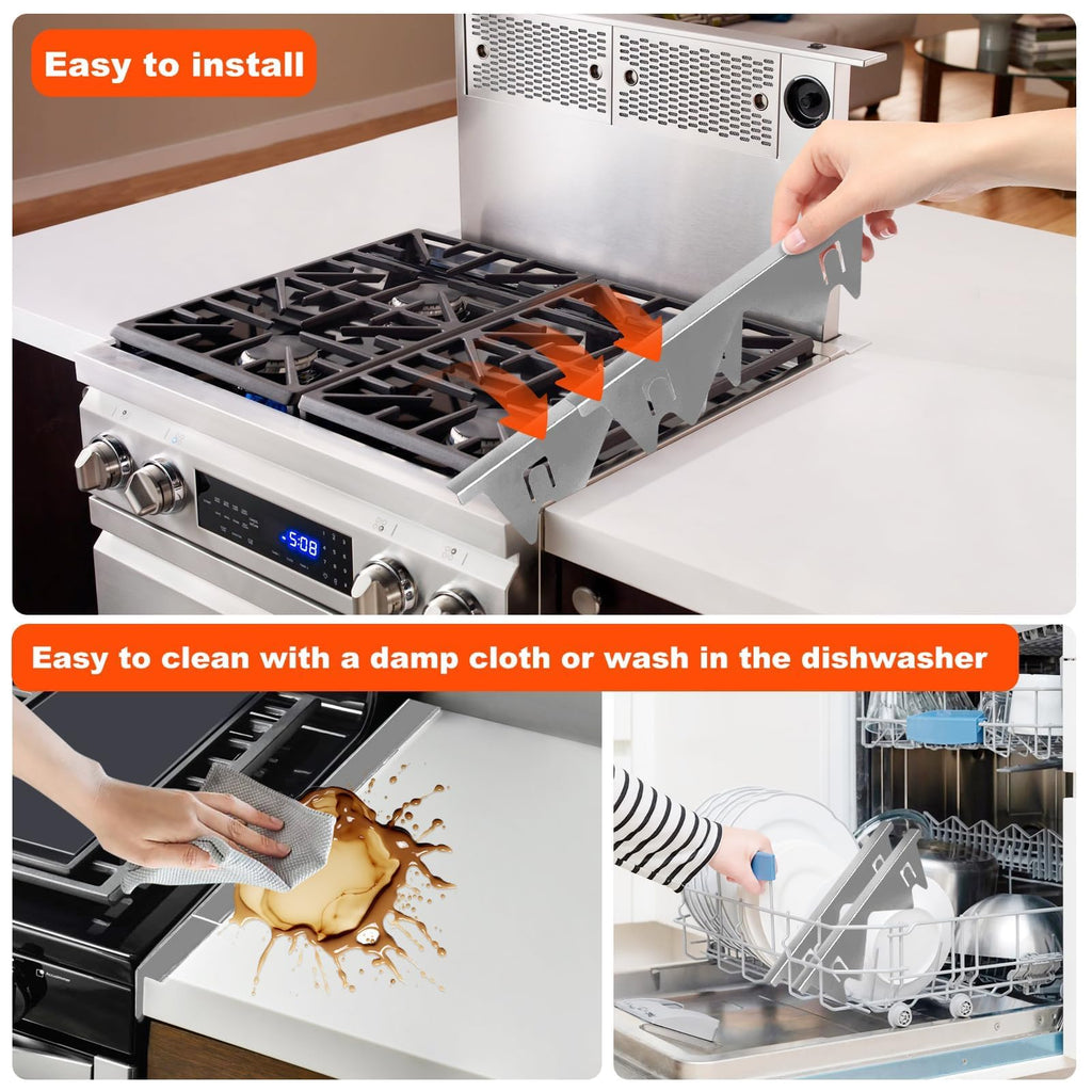 Adjustable Stainless Steel Stove Gap Covers for Kitchen Counter Spill Protection and Gap Filling