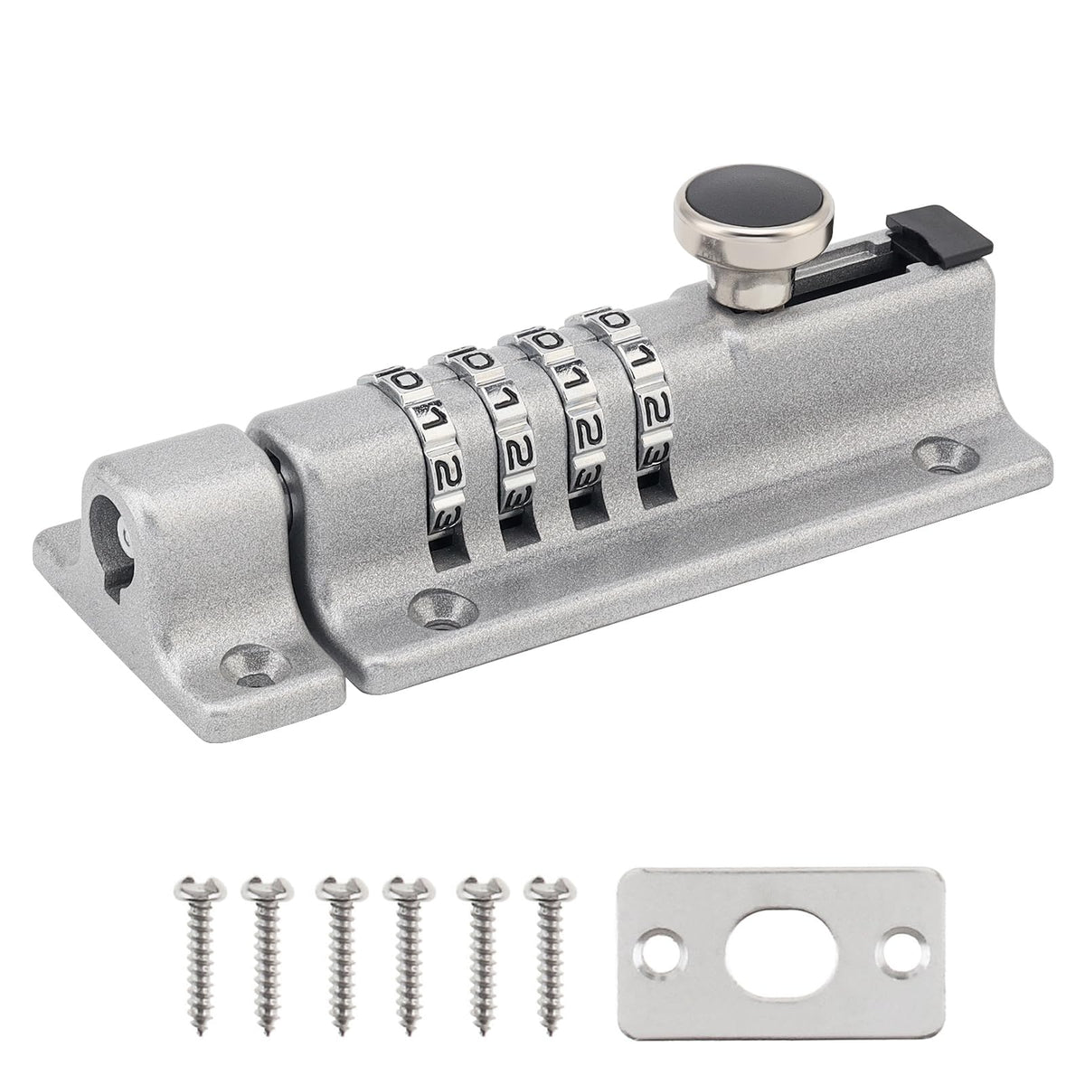 Combination Gate Latch with Sliding Bolt Mechanical Code Design for Doors Gates and Storage Areas