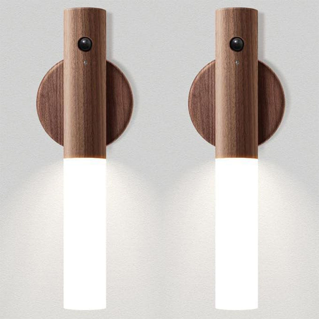 Walnut Glow Sconce with Magnetic Motion Sensor Design for Bedrooms Hallways and Stair Lighting (7×1×1"/18×2.5×2.5cm)
