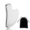 Stainless Steel Gua Sha Tool with Smooth Polished Surface and Travel Pouch for Daily Skincare Massage
