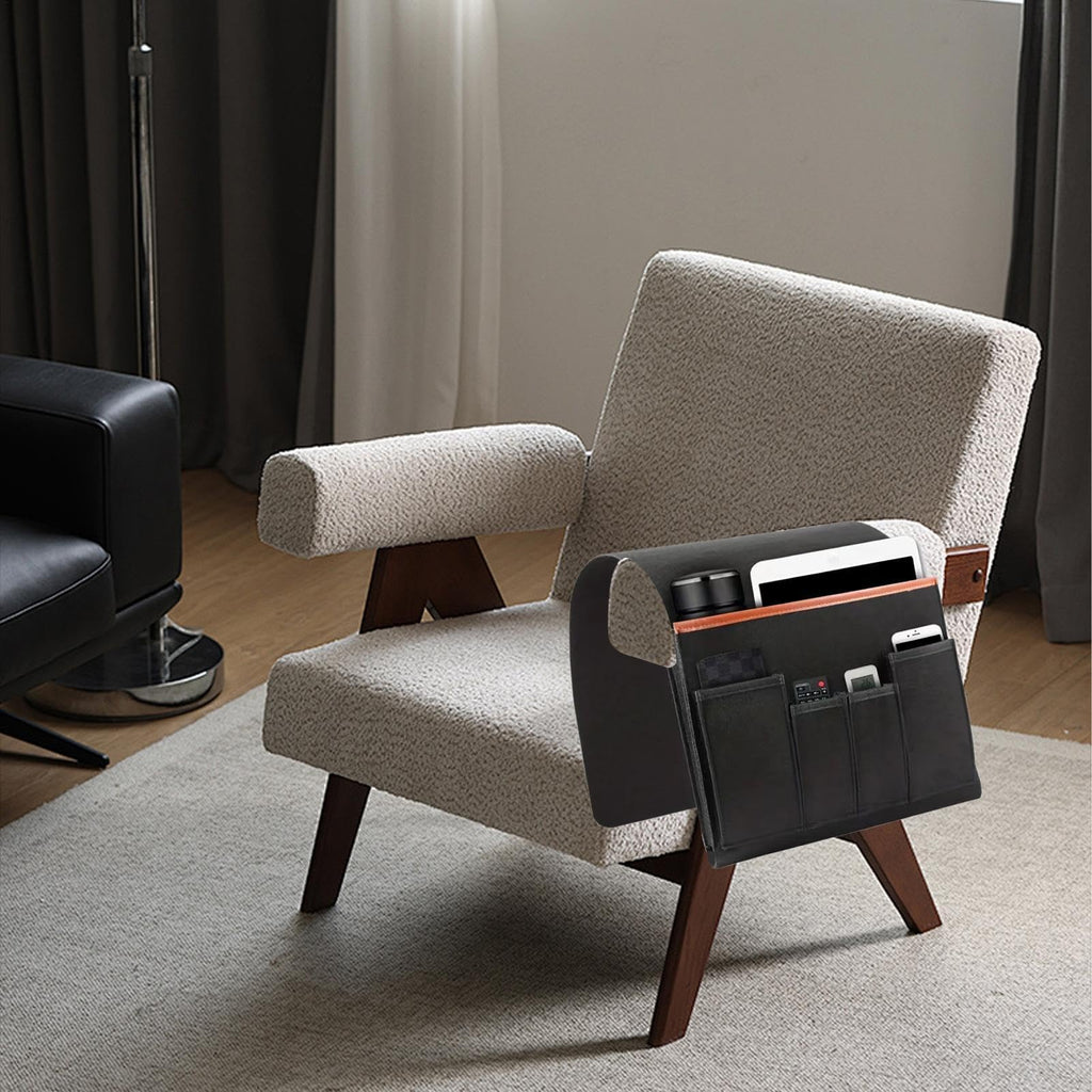 Felt Couch Armrest Organizer for Magazines, Tablets, Cell Phones, and Remote Controls, Hanging Storage Bag for Living Room