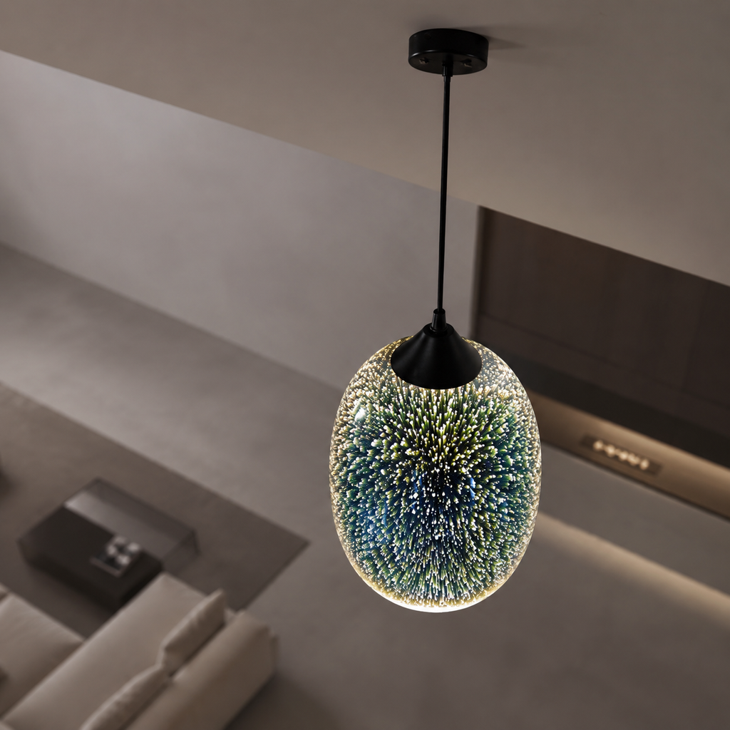 Starburst Pendant Light with 3D Glass Shade Design for Dining Rooms Bars and Decorative Indoor Lighting