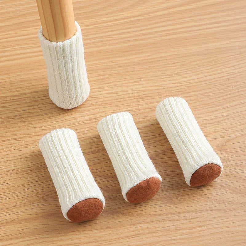 16 Pcs of Knitted Furniture Socks with Double Thickness Stretch Fabric for Floor Protection and Quiet Furniture Movement