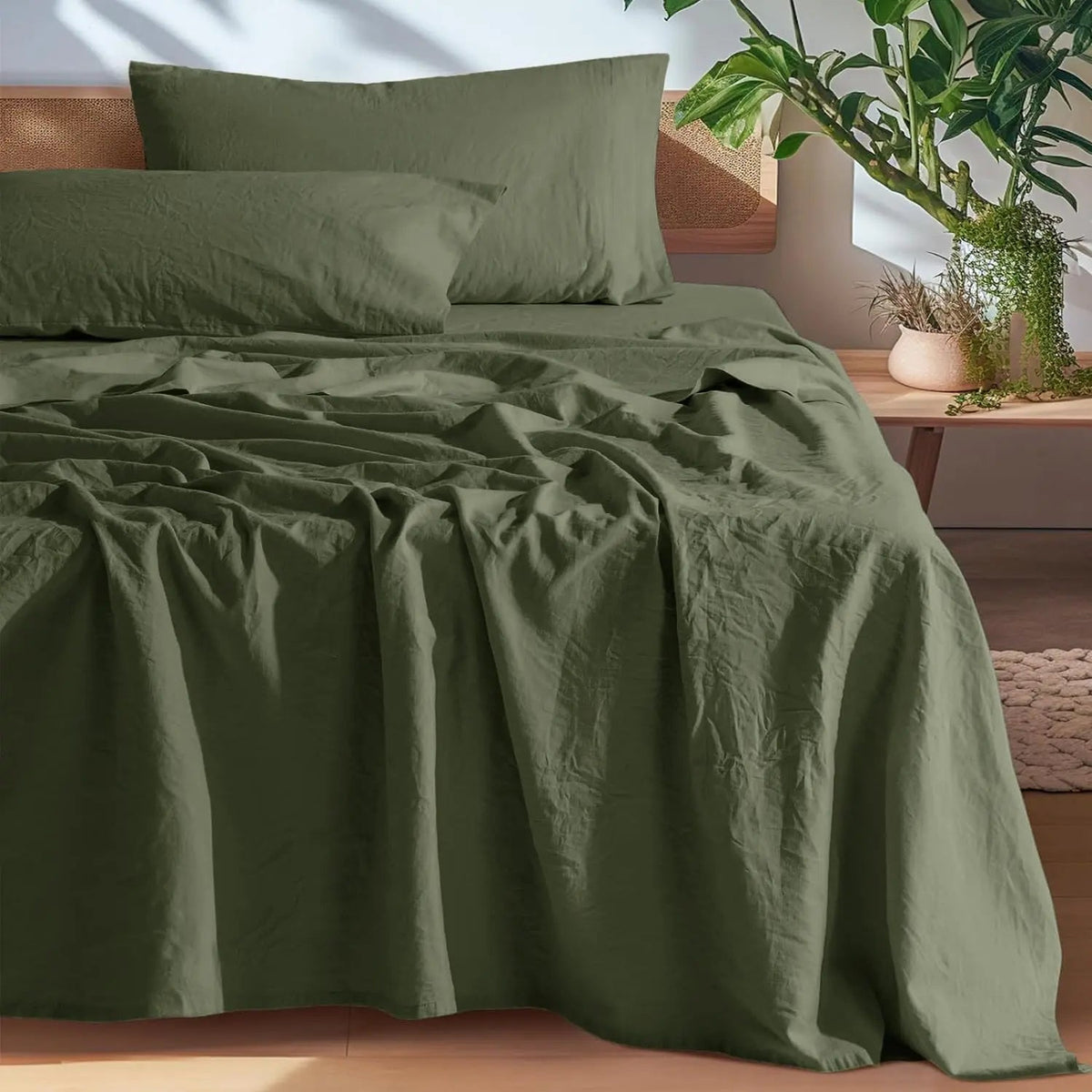 French Washed Pure Linen King Size Bed Sheets with Breathable and Durable Design