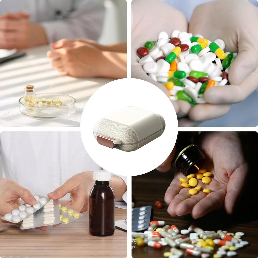 Portable 7-Grid Weekly Travel Pill Organizer, Mini Medicine Storage Box with Moisture-Proof Sealing for Tablets, Vitamins, and Daily Supplements