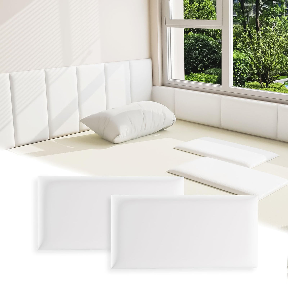 2 Pcs Safety Wall Cushion with Faux Leather Padding Design for Playrooms Kindergartens and Indoor Wall Protection (8×20"/20×50cm)