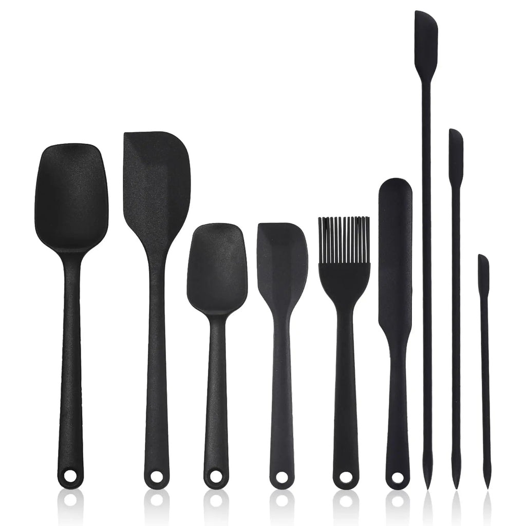 9Pcs Food Grade Silicone Spatula Set Heat Resistant Non Stick Baking Tools for Cooking