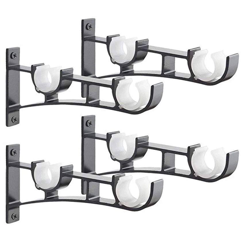 Double Curtain Bracket with Heavy Duty Metal Design for Wall Mounted Curtain Rods