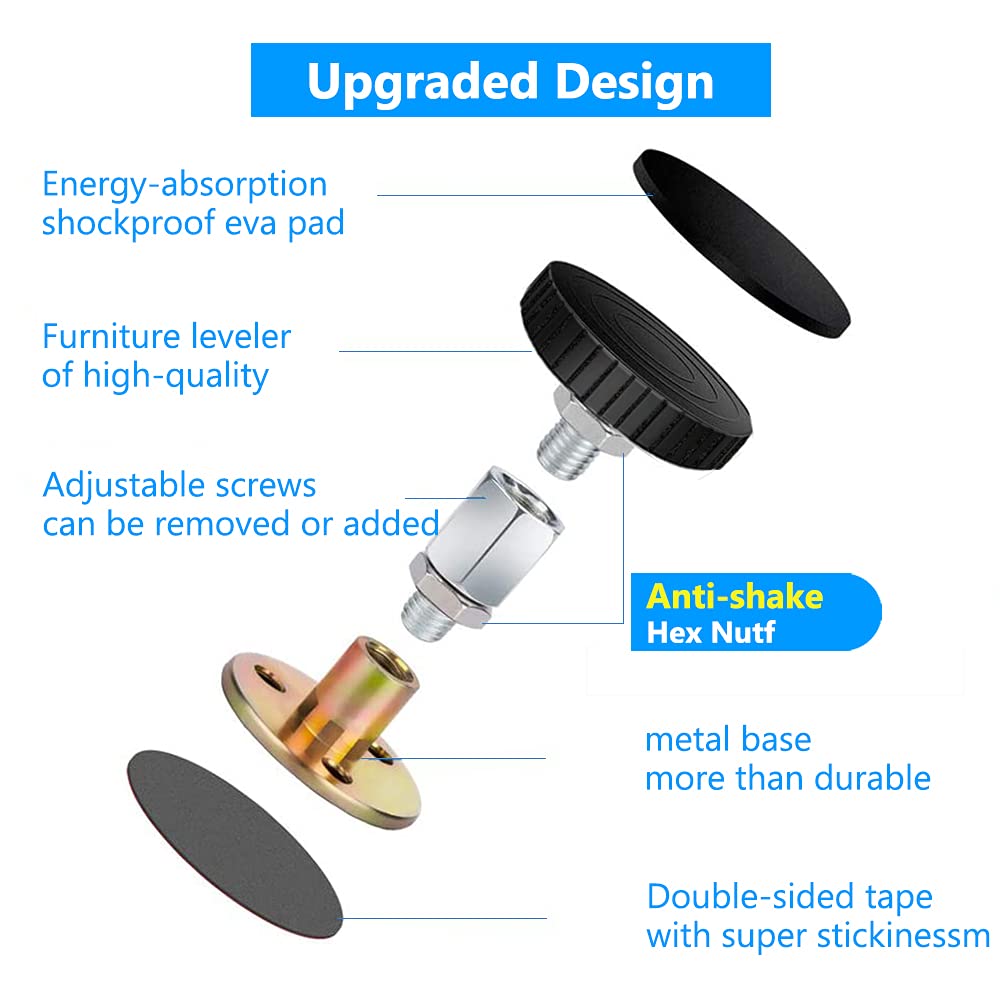 Adjustable Bed Frame Stabilizer with Self Adhesive Threaded Support for Furniture Anti Shake Use