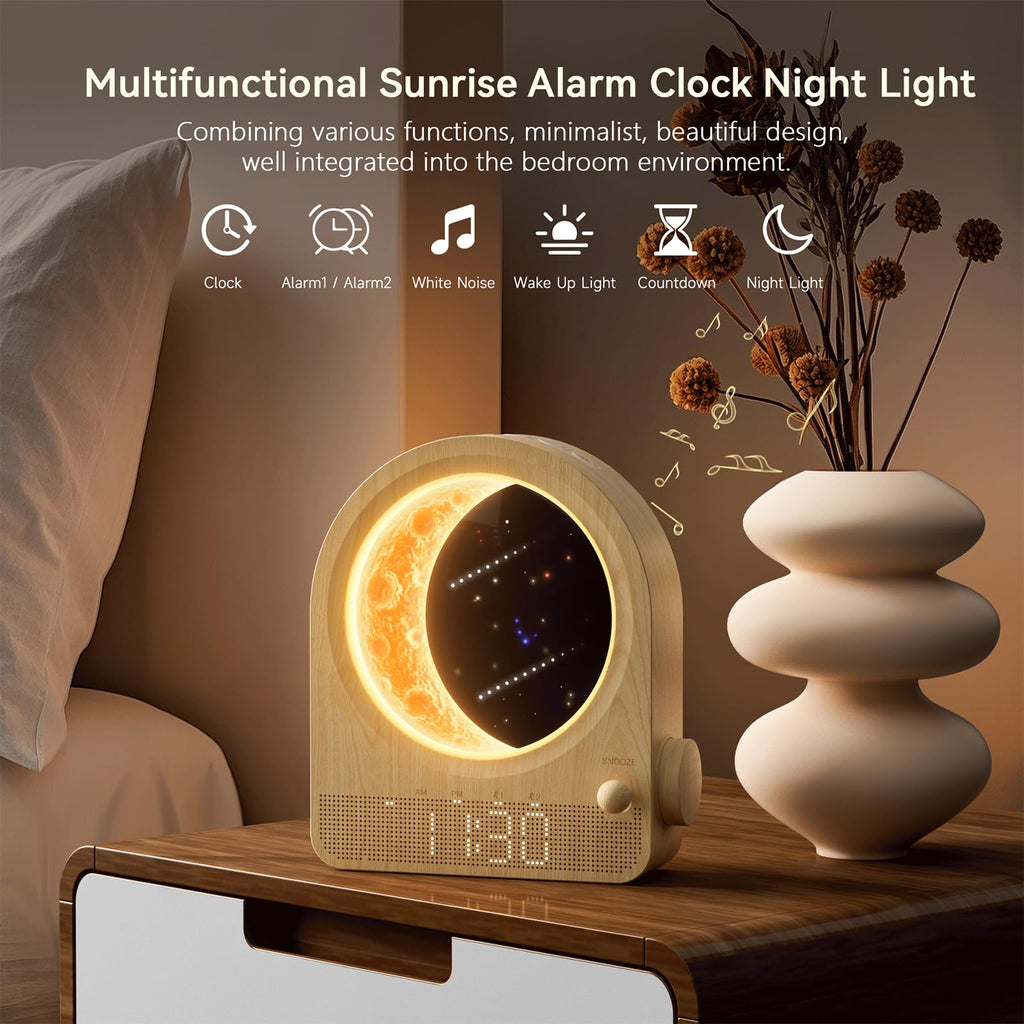 Sunrise Alarm Clock with White Noise Sounds and Dual Alarm Settings for Bedroom Use