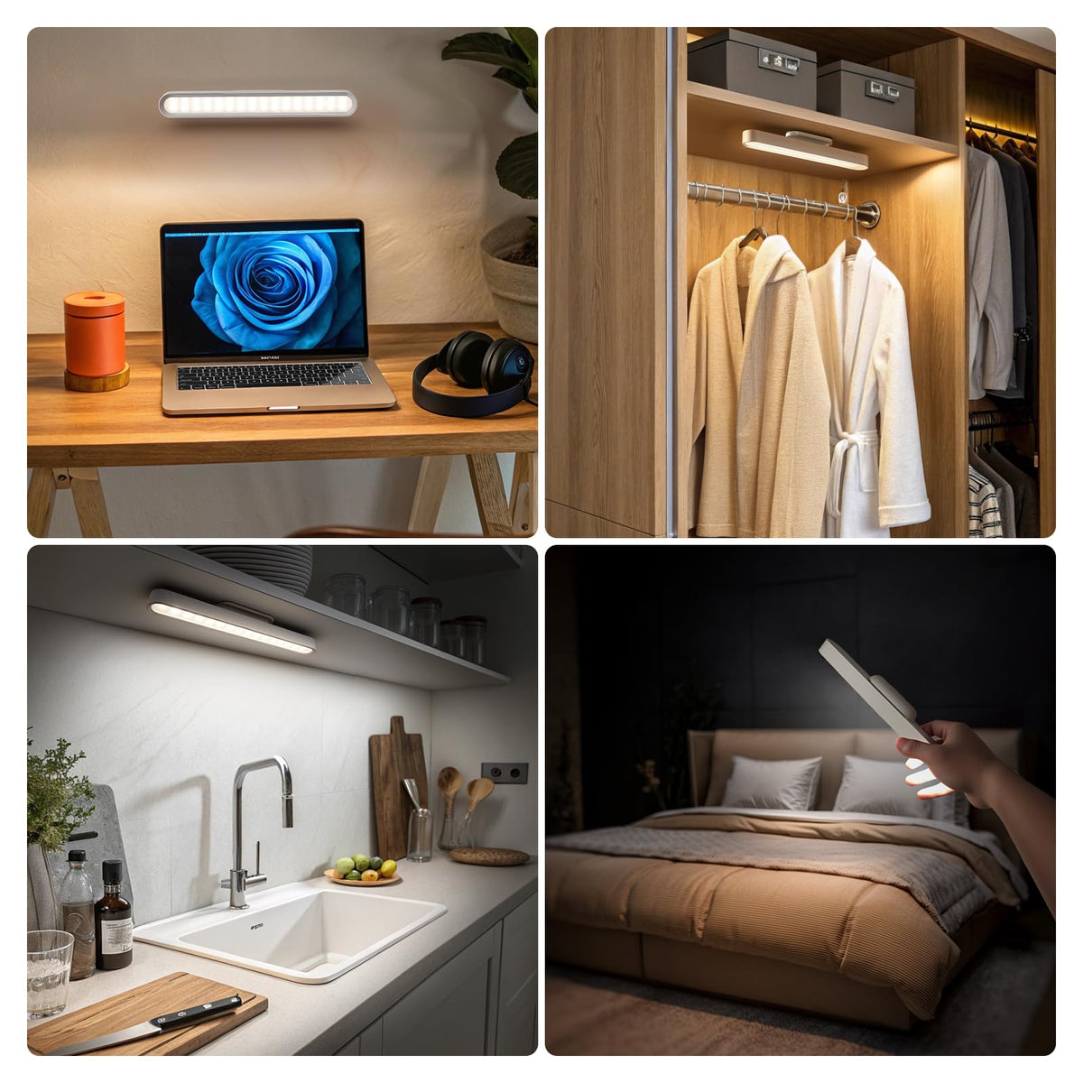 Rechargeable Magnetic Mirror Light with Adjustable LED Design for Closet and Vanity Use