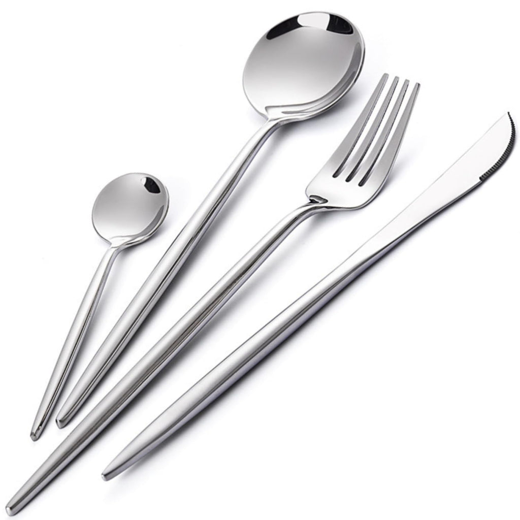 16 Piece Matte Cutlery Set 304 Stainless Steel Knife Fork Spoon Set for Kitchen Dining and Table Use