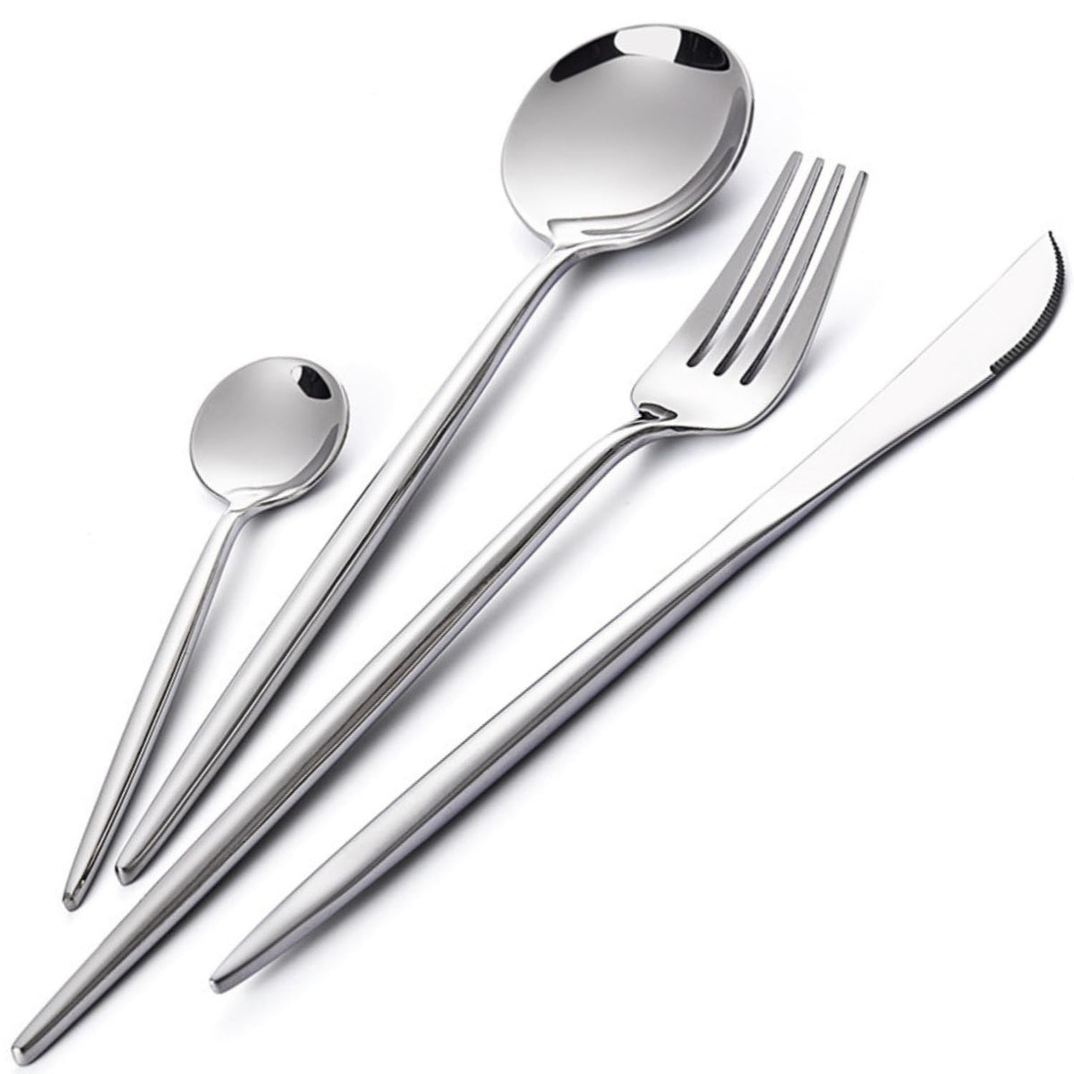 16 Piece Matte Cutlery Set 304 Stainless Steel Knife Fork Spoon Set for Kitchen Dining and Table Use