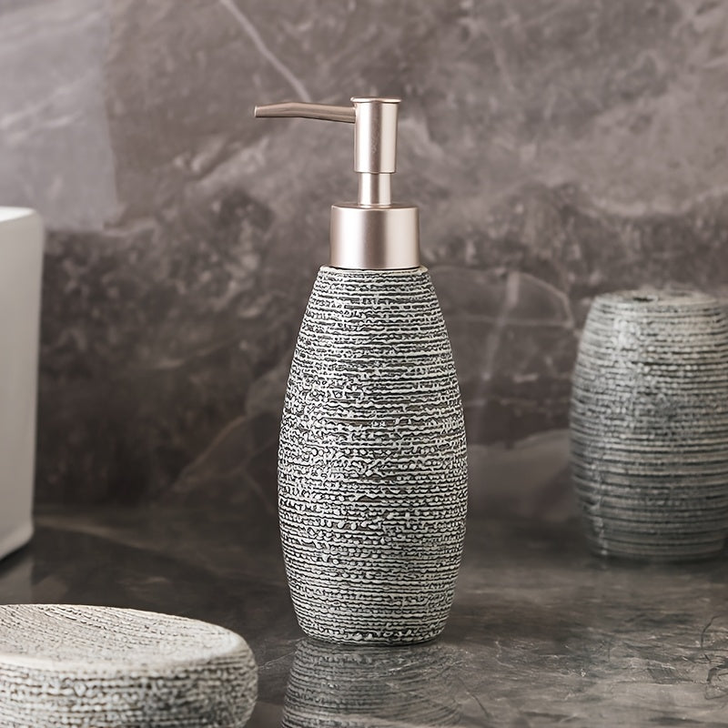 Retro Ceramic Bathroom Accessory Set with Soap Dispenser, Toothbrush Holder, Cup, and Soap Dish