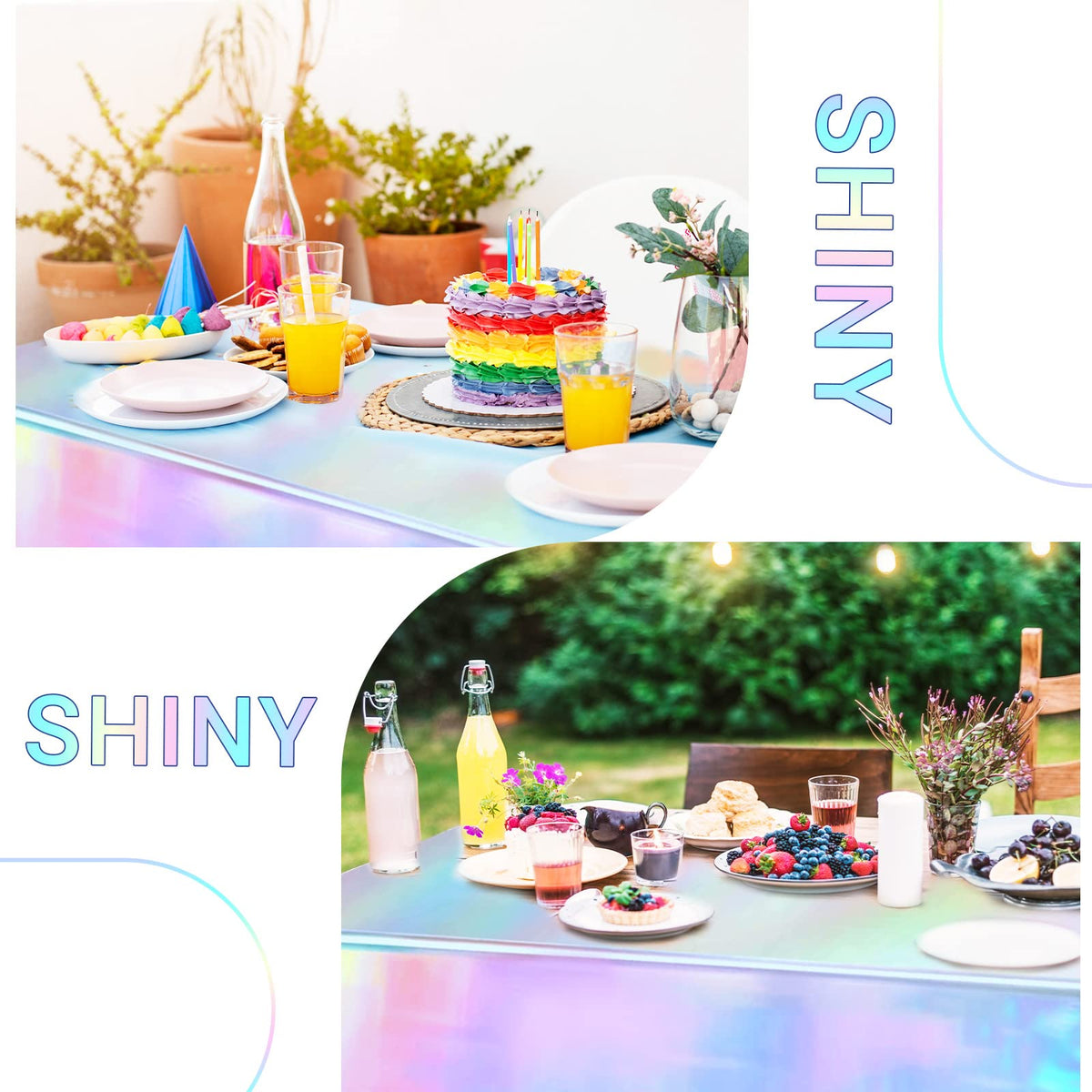Laser Rainbow Disposable Tablecloth Holographic PVC Rectangular Table Cover for Birthday Wedding Party Decor