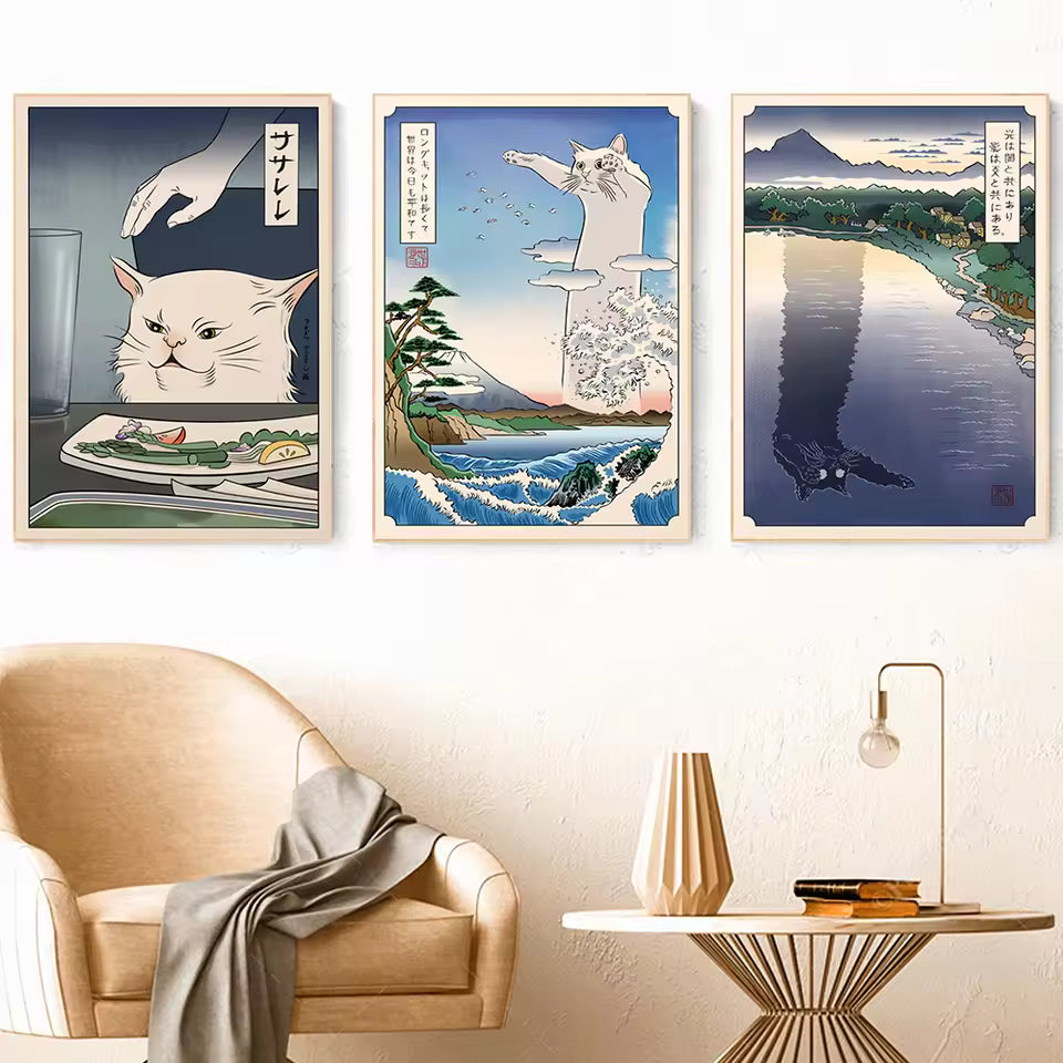 Frameless Anime Canvas Wall Art with Humorous Vintage Print Design for Living Room and Kitchen Decor (Painting Only)