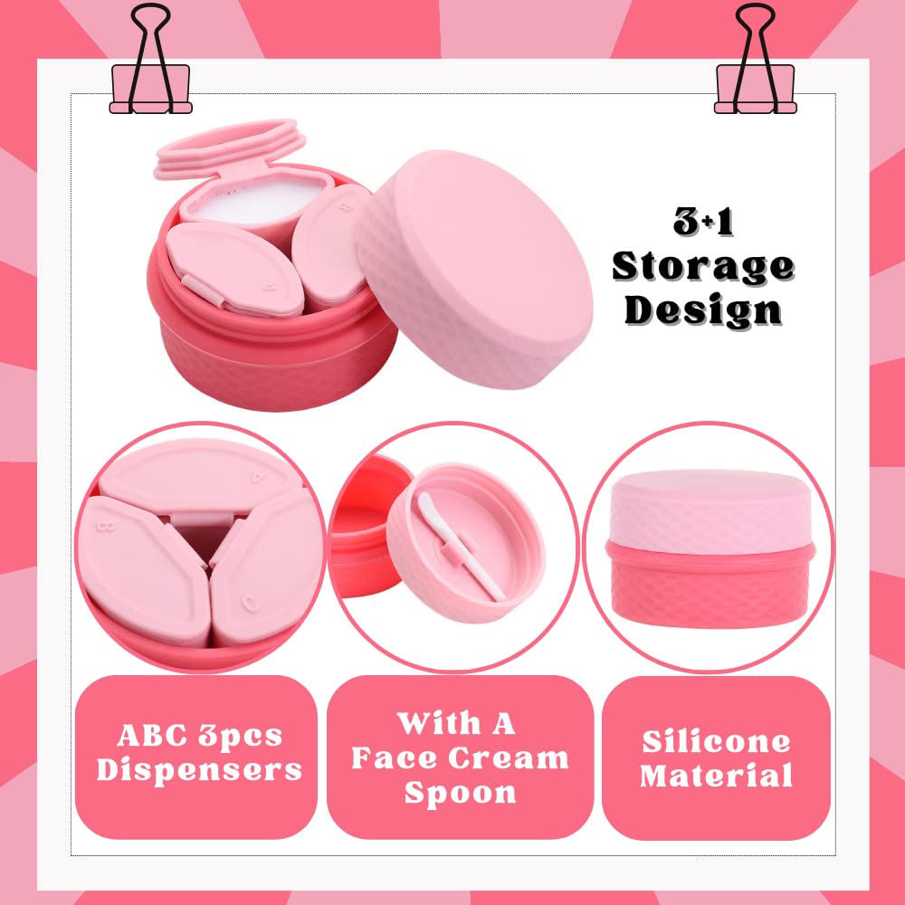 3-in-1 Cosmetic Storage Box with Silicone Travel Containers for Toiletries Jewelry and Small Items