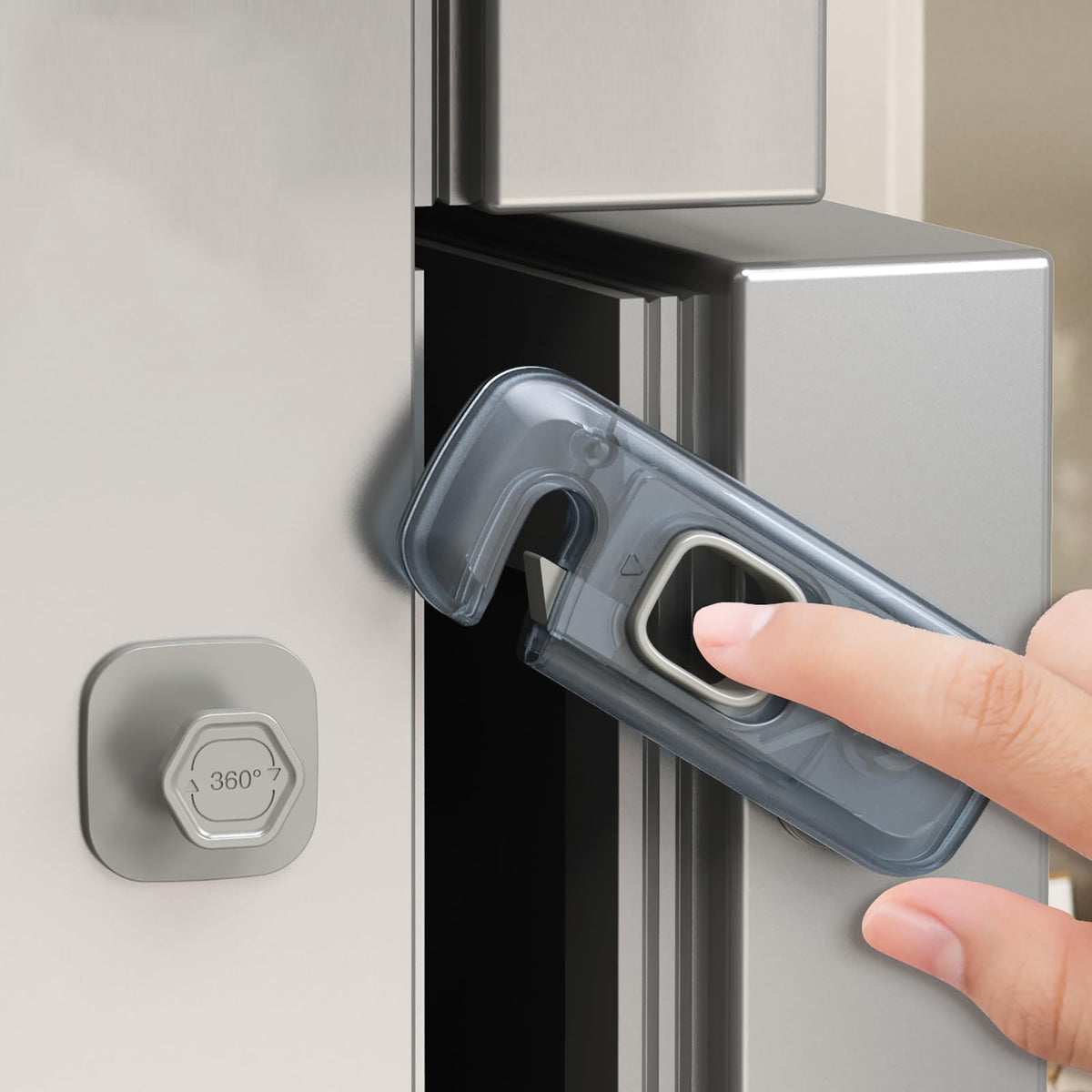 Child Proof Refrigerator Lock with Strong Adhesive Pads and Clear ABS Design for Cabinets, Ovens, and Home Safety