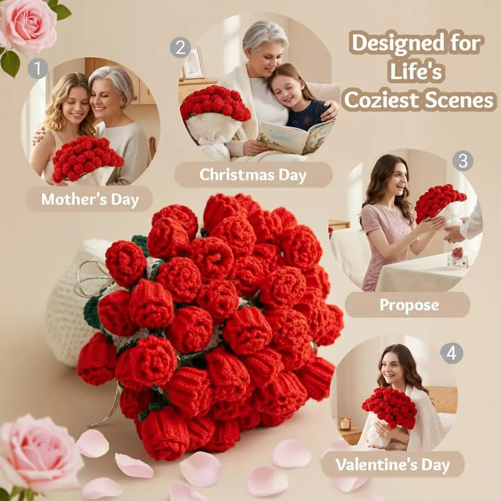 Crochet Rose Blanket with Handcrafted Floral Design for Cozy Home Decor