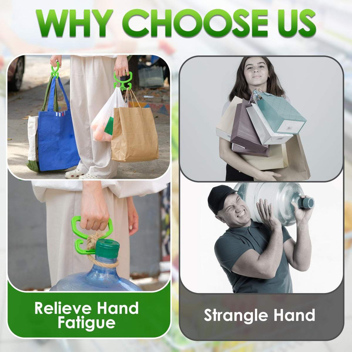 Heavy Duty Grocery Bag Carrier Handle with Comfortable Grip for Carrying Shopping Bags Buckets and Supplies