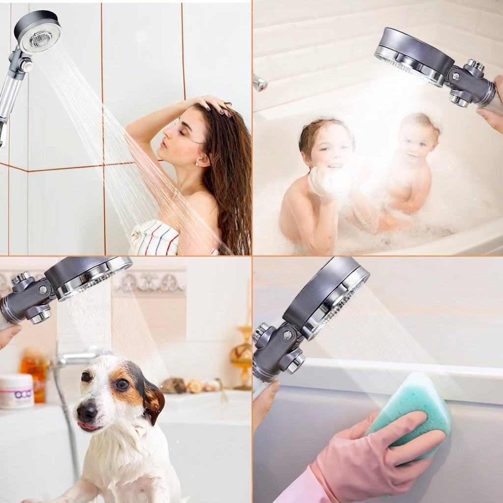 Double-Sided Shower Head with 3 Spray Modes and Filtered Rainfall Design for Bathroom Use (Included Shower head + 5 Filter cartridges + 1.5-meter
