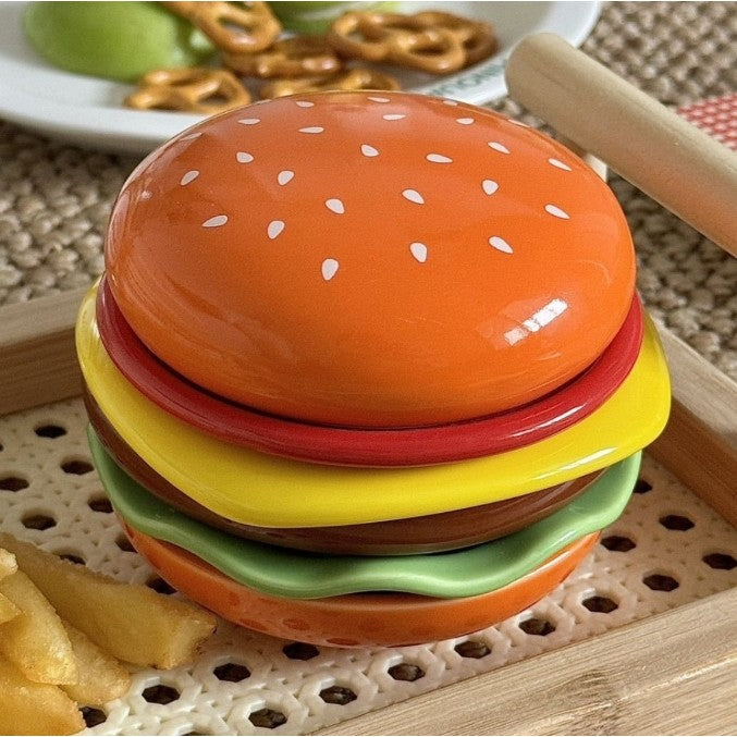 6-Pack Stackable Hamburger Plate Set with Multi Layer Ceramic Design for Dining and Table Decor