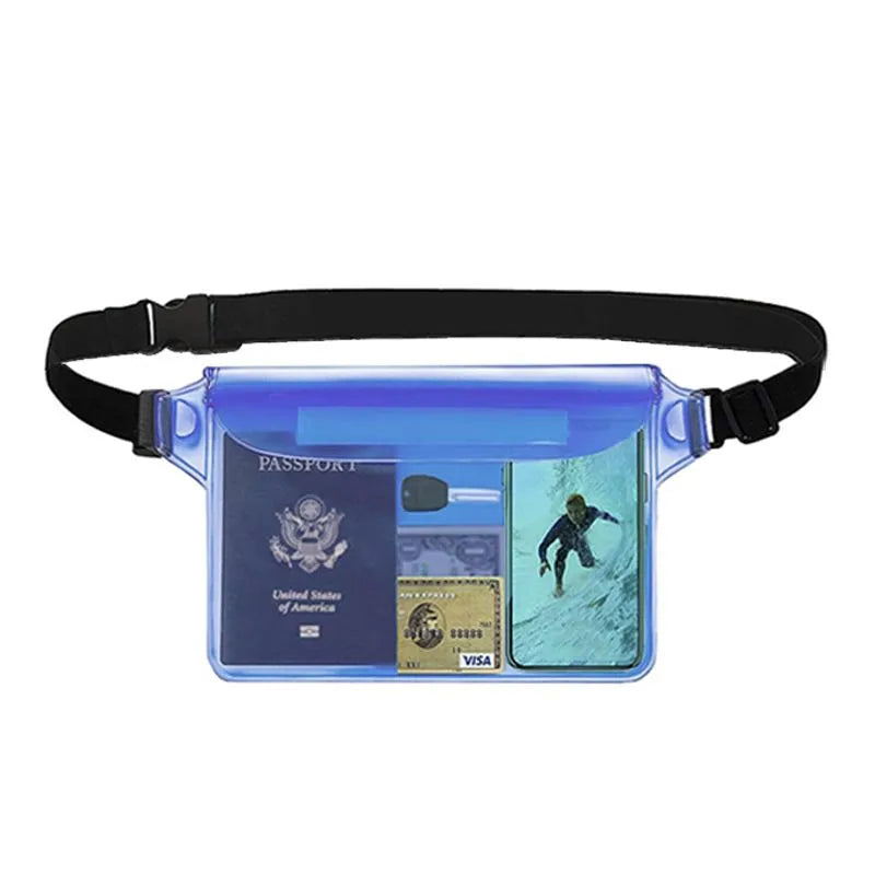 Waterproof Waist Bag with Three Layer Sealed Design for Swimming Beach and Travel Use
