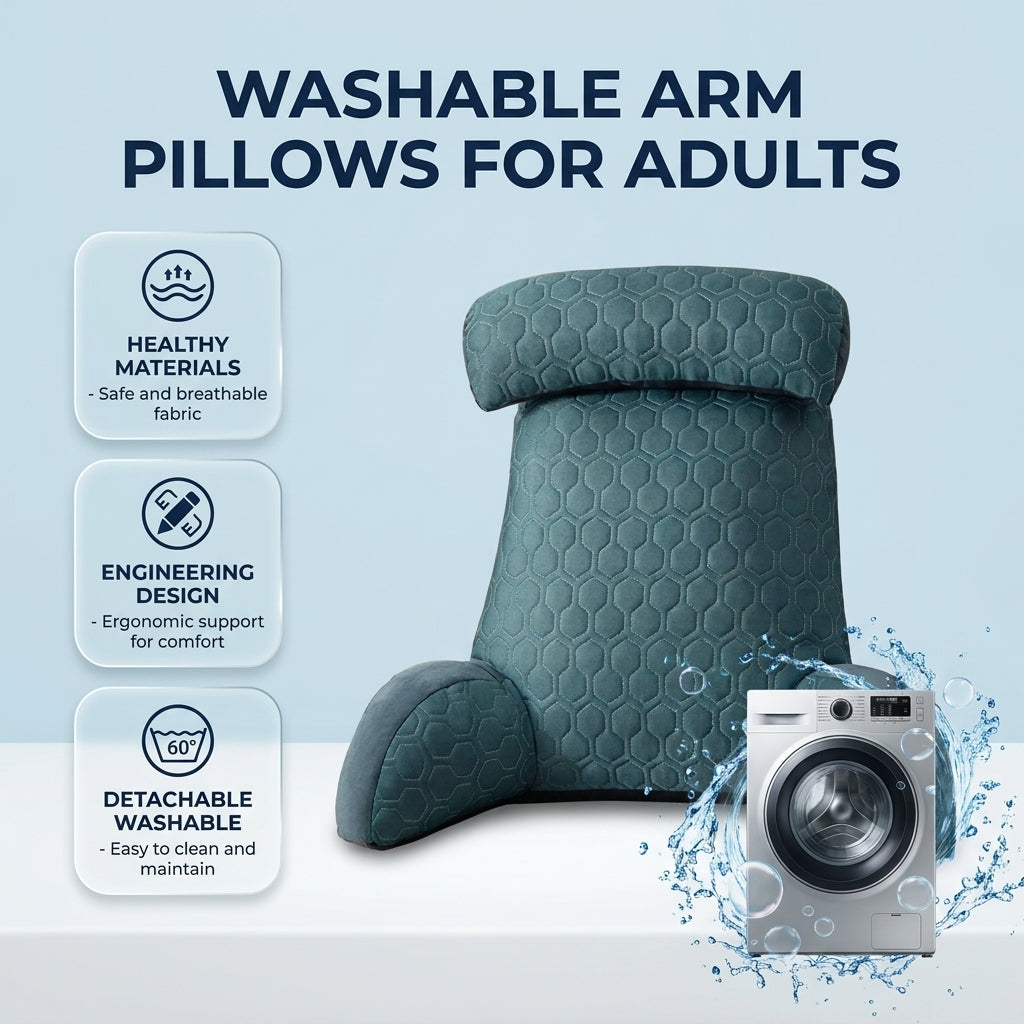Silk Reading Lounge Cushion with Side Pockets and Washable Cover