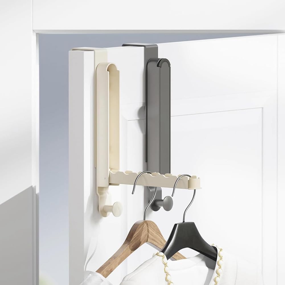 Door Hanger Rack with Retractable Aluminum Design for Bathroom and Bedroom Storage