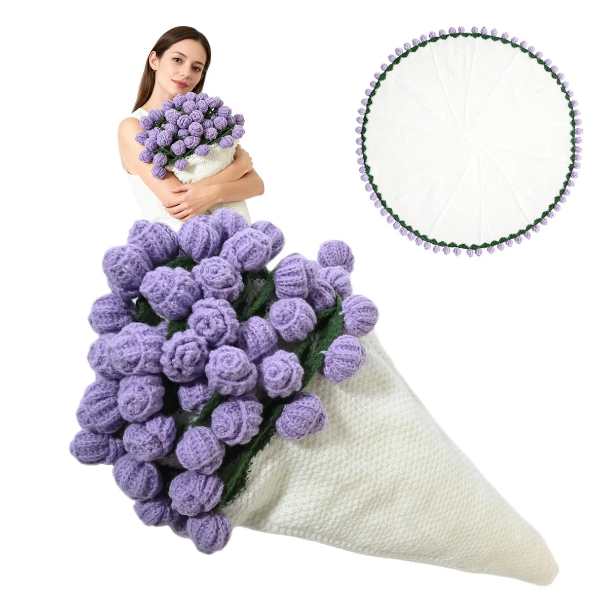 Crochet Rose Blanket with Handcrafted Floral Design for Cozy Home Decor